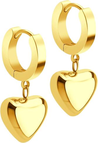 555Jewelry أقراط متدلية على شكل قلب من الفولاذ المقاوم للصدأ للنساء والفتيات in Saudi Arabia