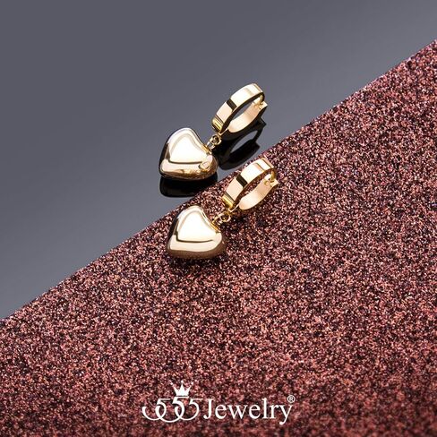 555Jewelry أقراط متدلية على شكل قلب من الفولاذ المقاوم للصدأ للنساء والفتيات in Saudi Arabia