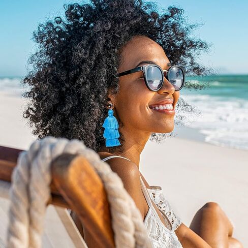 أقراط شرابة للنساء، أقراط بوهيمية متدلية مقاس 2.55 بوصة × 0.98 بوصة أقراط وردية ساخنة للفتيات أقراط متدلية صيفية للشاطئ أقراط مصنوعة يدويًا in Kuwait