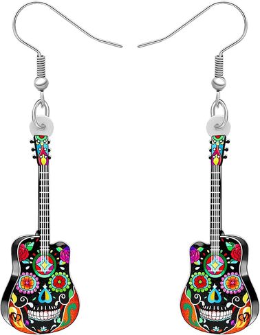 RAIDIN Acrylic Creative Music Bass Electric Guitar Earrings for Women Girls Gift Cute Dangle Earrings Jewelry for Party Charms Decorations in Saudi Arabia
