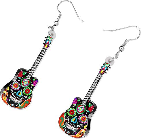 RAIDIN Acrylic Creative Music Bass Electric Guitar Earrings for Women Girls Gift Cute Dangle Earrings Jewelry for Party Charms Decorations in Saudi Arabia