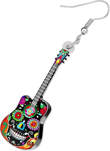 RAIDIN Acrylic Creative Music Bass Electric Guitar Earrings for Women Girls Gift Cute Dangle Earrings Jewelry for Party Charms Decorations in Saudi Arabia