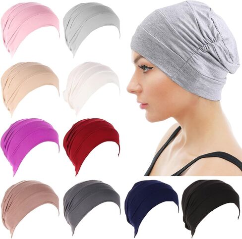 10 قطع من قبعة بيني المترهلة للعلاج الكيميائي قابلة للتمدد للنساء متعددة الالوان، 6 قطع, متعدد الألوان in Kuwait