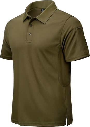 CRYSULLY Men's Tactical T Shirt Short Sleeve Quick Dry Polo Military Pullover Outdoor Golf Shirt Army Tee in Kuwait