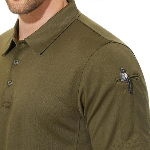 CRYSULLY Men's Tactical T Shirt Short Sleeve Quick Dry Polo Military Pullover Outdoor Golf Shirt Army Tee in Kuwait