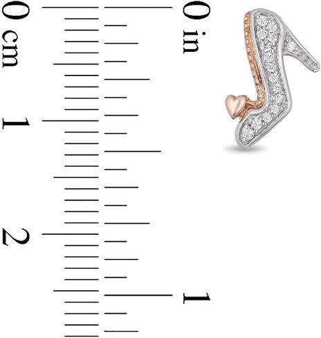 Jewelili Enchanted Disney Fine Jewelry 10K Rose Gold and Sterling Silver 1/10 Cttw Round White Diamond Cinderella Slipper Earrings in Saudi Arabia