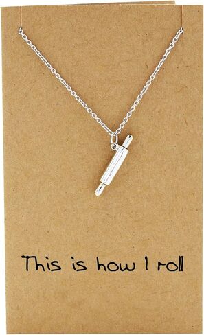 quan jewelry Rolling Pin Necklace, Gifts for Chefs, Gifts for Bakers Mom & Cooking Lovers, Kitchen Stainless Steel Pastry Maker, Gifts for Mom on Mother's Day & Christmas - 100% Handmade (Style 3) in Saudi Arabia