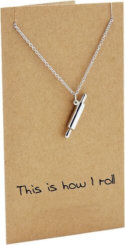quan jewelry Rolling Pin Necklace, Gifts for Chefs, Gifts for Bakers Mom & Cooking Lovers, Kitchen Stainless Steel Pastry Maker, Gifts for Mom on Mother's Day & Christmas - 100% Handmade (Style 3) in Saudi Arabia