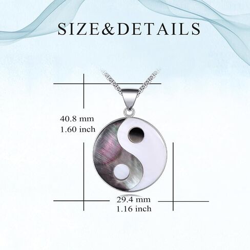 SILBAZ Yin Yang necklace abalone shell Yin Yang Pendant necklace Taiji Necklace Chinese Taiji Jewelry Necklace Yin Yang gifts for Women girls in Saudi Arabia