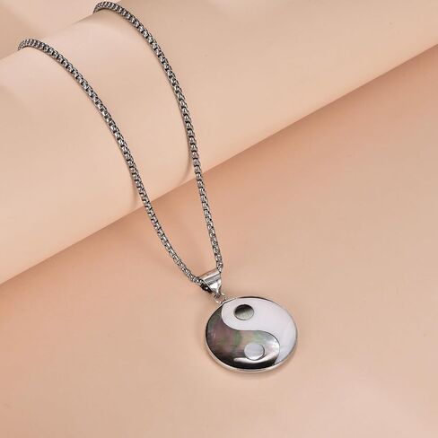 SILBAZ Yin Yang necklace abalone shell Yin Yang Pendant necklace Taiji Necklace Chinese Taiji Jewelry Necklace Yin Yang gifts for Women girls in Saudi Arabia