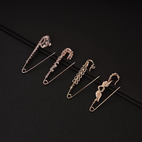 4 Pieces Brooch Pins for Women, Sweater Shawl Clips Set Safety Pins for Crafts, Fashion Crystal Brooch Pin Decoration for Women Shirts Dresses, Rhinestone Brooch Pin for Women Costume Accessory, in Kuwait