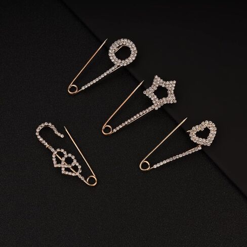Fashion Women Brooches and Pins Sets with Faux Crystal Rhinestones Gold Plated Surface with Alloy 4 Pieces Women Brooches Gift Idea for Women For Scarf Hat Dress Uniform, Alloy, Rhinestones, Peral, in Kuwait