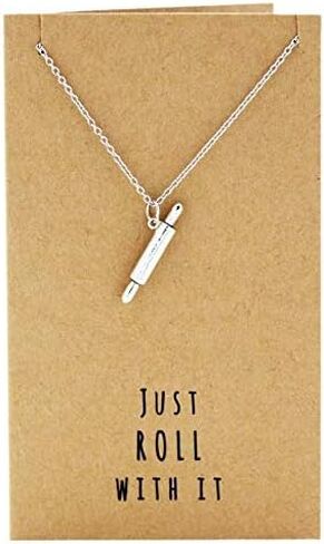 quan jewelry Rolling Pin Necklace, Gifts for Chefs, Gifts for Bakers Mom & Cooking Lovers, Kitchen Stainless Steel Pastry Maker, Gifts for Mom on Mother's Day & Christmas - 100% Handmade (Style 3) in Saudi Arabia