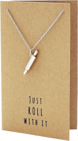 quan jewelry Rolling Pin Necklace, Gifts for Chefs, Gifts for Bakers Mom & Cooking Lovers, Kitchen Stainless Steel Pastry Maker, Gifts for Mom on Mother's Day & Christmas - 100% Handmade (Style 3) in Saudi Arabia