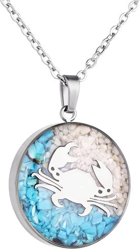 Lauren-Spencer Gemstone Beach Necklace for Women Turquoise Stone Pendant Necklace Dainty Cute Sea Turtle Starfish Sand Dollar Ocean Necklace for Women Teen Girls Summer Beach Jewelry Gift in Kuwait