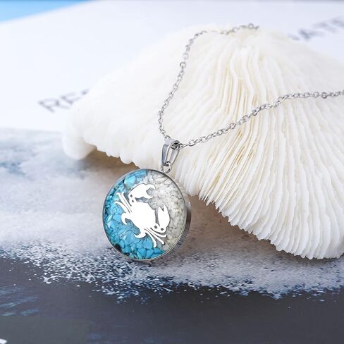 Lauren-Spencer Gemstone Beach Necklace for Women Turquoise Stone Pendant Necklace Dainty Cute Sea Turtle Starfish Sand Dollar Ocean Necklace for Women Teen Girls Summer Beach Jewelry Gift in Kuwait