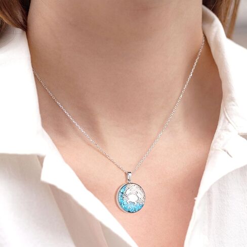 Lauren-Spencer Gemstone Beach Necklace for Women Turquoise Stone Pendant Necklace Dainty Cute Sea Turtle Starfish Sand Dollar Ocean Necklace for Women Teen Girls Summer Beach Jewelry Gift in Kuwait