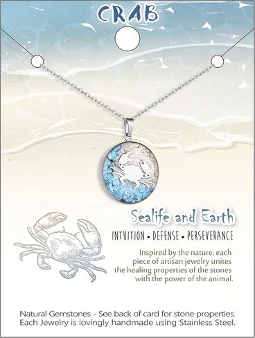 Lauren-Spencer Gemstone Beach Necklace for Women Turquoise Stone Pendant Necklace Dainty Cute Sea Turtle Starfish Sand Dollar Ocean Necklace for Women Teen Girls Summer Beach Jewelry Gift in Kuwait