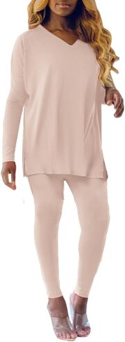 ملابس نسائية مكونة من قطعتين بأكمام طويلة وسروال ضيق وقميص كاجوال كبير الحجم لراكبي الدراجات النارية طقم رياضي in Kuwait
