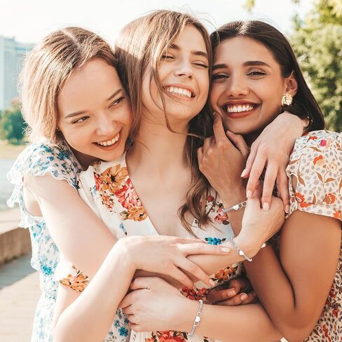 3 قطع من الأساور المتطابقة للأخوات - سوار على شكل قلب مطلي بالفضة قابل للتعديل بطول 7 بوصة + 2 بوصة in Kuwait