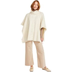 Supersoft Merino Wool Poncho with Cowl Neck