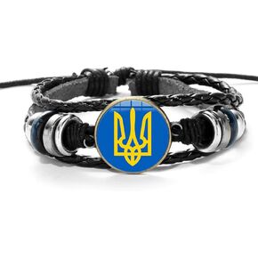 Ukrainian Bracelet - Ukraine Bracelet - Ukrainian Jewelry - Ukraine Trident - Ukraine Flag Bracelets Ukraine Patriotic Gift Ukrainian Wristband Ukrainian Meaningful Gifts for Loved Ones