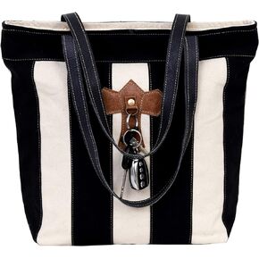 CREATIVE LEATHER ART CLA Upcycled Canvas & Cowhide Tote Bag
