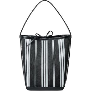 daiblueland Fashion Stripe Shoulder Handbag For Women Stylish Canvas Work Tote Bag With Inner Pouch in Kuwait