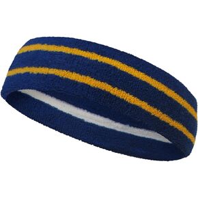 Couver HB799 Long Thick Wider Basketball Headband Terry Cloth with 2 Stripes, 1 Piece,