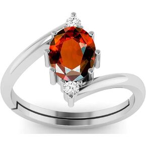 9.00 Carat Gomed/Hessonite Gemstone Pure 925 Sterling Silver Ring For Women