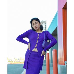 The Drop Women's Heliotrope Button-Loop Front Knit Top by @navik4ur