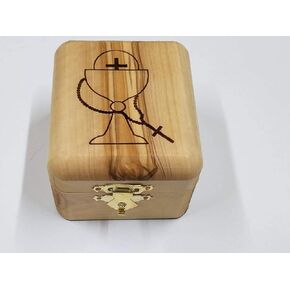 Handcarved Holy Land Olive Wood Rosary Jewelry Box