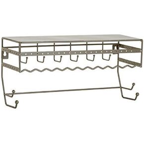 Home Details Wall Mounted Jewelry Organizer | Dimensions: 14.6"x 3.9"x 15.6" | 2 Tier Mirror | Home Organization | Great for Bracelets | Necklaces | Earrings | Mirror Based Shelf | Satin Finish