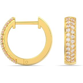 LeCalla Real 925 Sterling Silver Huggies Earrings Lightweight Zirconia Huggie Hoops Earring for Women