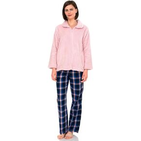 TowelSelections Women's Bed Jacket Zip Front Cardigan Fleece Robe Lounge Coverup