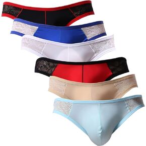 Men's Sexy Lace Low Rise Underwear Stretch Briefs Underpants