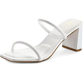 صنادل نسائية من Mysoft بكعب 3 بوصة ومقدمة مربعة وحزامين بدون ظهر سهلة الارتداء in Kuwait