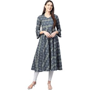 Yash Gallery Women's Cotton Floral Print Anarkali Kurta