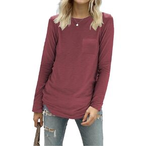 Hount Women's Long Sleeve Shirts Casual Tunic Tops with Pockets