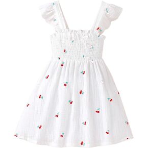 MakeMeChic Girl's Graphic Print Ruffle Sleeveless High Waisted A Line Summer Tank Dress