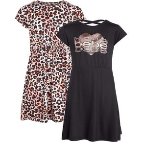 bebe Girls' Dress - 2 Pack Super Soft Casual Dress (7-16)