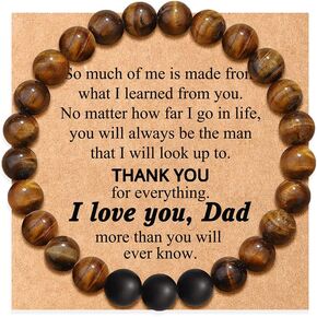 Kefley Dad Bracelet Gifts from Daughter Son Thank You Dad Gift for Birthday Christmas Gifts for Father Mens Volcanic Stone Agate Beads Bracelet for Daddy I Love You Gifts
