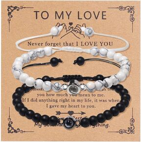 I Love You 100 Languages Matching Bracelets Couples Gifts To My Men, Boyfriend, Girlfriend, Husband, My Love, Soulmate, Fiance Birthday Gift for Him and HerAnniversary Valentines Day Birthday Christmas Gift for Him and Her