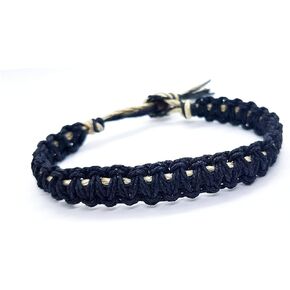 Hempnotic Jewelry Men's Thick Hemp Bracelet, Hempnotic Artisan Black Hemp Bracelet, Eco Friendly Men's Jewelry, Gift for him, Men's gift - Handmade in the U.S.A., Black and Natural, 8.5 inches