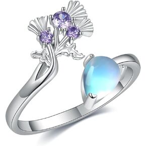 YAFEINI Scottish Thistle Ring Sterling Silver Scotland Ring Scottish Thistle Jewelry Gifts for Women