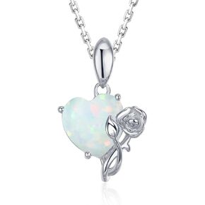 925 Sterling Sliver February Birthstone Necklace Created Amethyst Necklaces Rose Jewelry Love Heart Necklace Anniversary Birthday Valentine's Day Jewelry Gifts for Her Women Girls Mother, 16"+2" Adjustable Chain