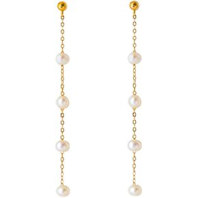 SLUYNZ Sterling Silver Pearls Dangle Earrings Chain for Women Teen Girls Eelgant Pearl Drop Earrings Tassel Wedding Earrings