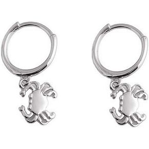 Cute Crab Drop Dangle Small Hoop Earrings for Women Girls 925 Sterling Silver Hypoalleregenic Tiny Mini Animal Cartilage Tragus Fashion Summer Ocean Beach Jewelry Holiday Birthday Gift