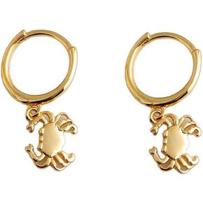 Cute Crab Drop Dangle Small Hoop Earrings for Women Girls 925 Sterling Silver Hypoalleregenic Tiny Mini Animal Cartilage Tragus Fashion Summer Ocean Beach Jewelry Holiday Birthday Gift