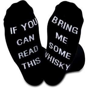 TSOTMO 2 Pairs Whisky Lover Gift Whisky Socks Whisky Drinking If You Can Read This Bring Me Some Whisky Novelty Socks